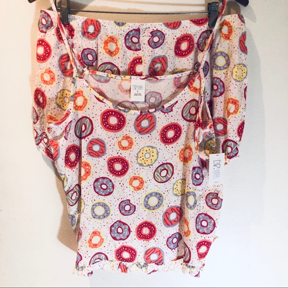 Pajama Party Lightweight Matching Set Donut Print Casual Outfit 🍩